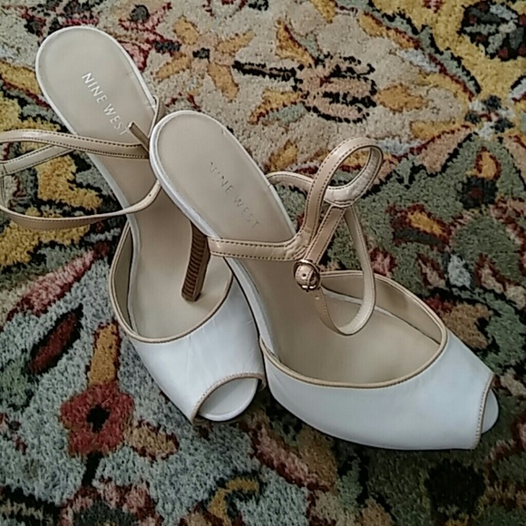 New white and tan high-heels