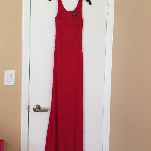 Rimini red gown with beaded detail - Picture 1 of 3