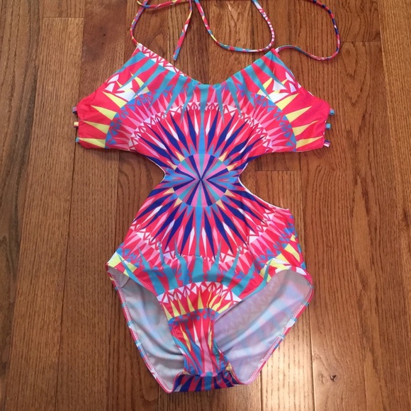 Multi color one piece swimsuit