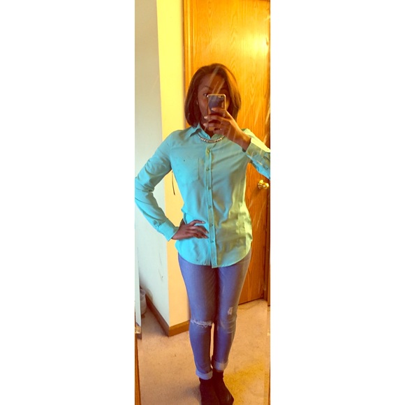 Light Blue Button Down Blouse