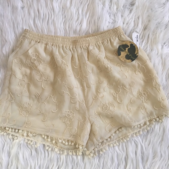 Sweetheart Ivory Floral Sheer Shorts