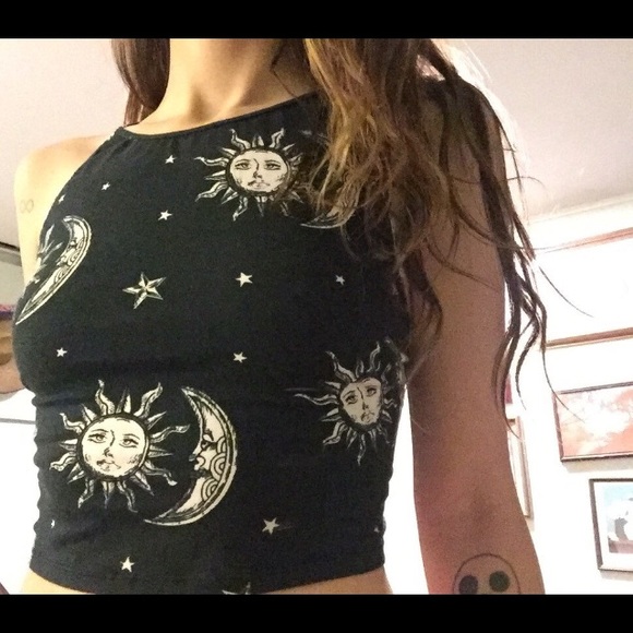 motel sun moon & stars folly crop top