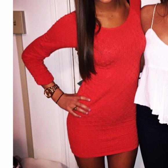 Free people red long sleeve dress