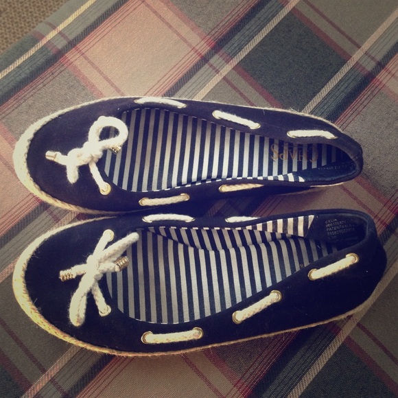 Navy and white flats