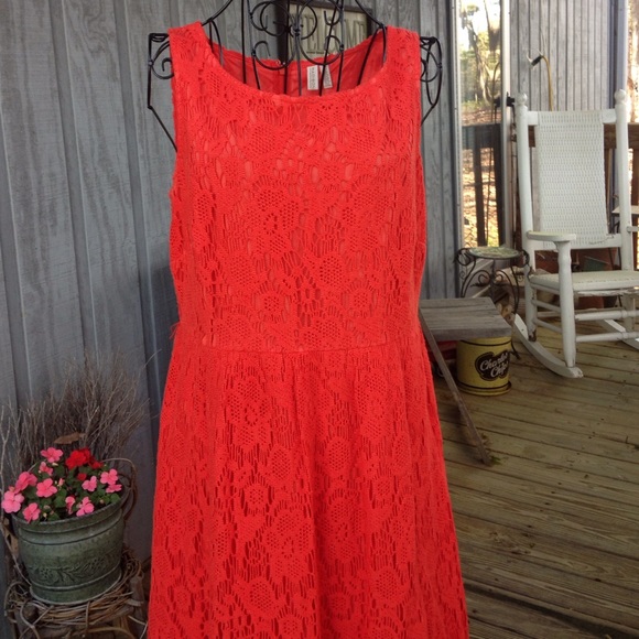 MADISON crochet orange/corral dress-used