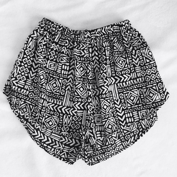 Black and white tribal shorts