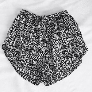 Black and white tribal shorts