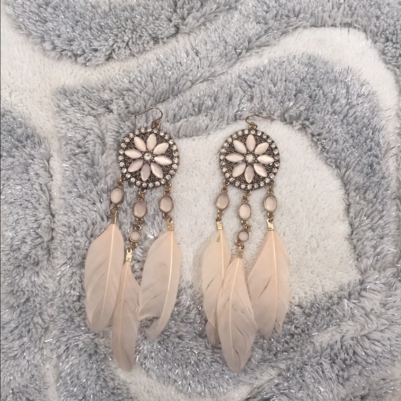 Feather dream catcher earrings