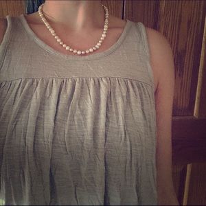 Beige/light grey loose zipper back tank top