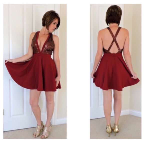 🌹🌿burgundy skater dress Sz S M L🌿🌹 - Picture 4 of 4
