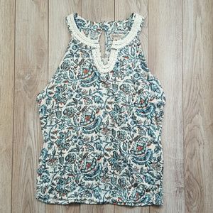 LUCKY BRAND floral embroidered tank top L
