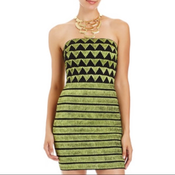 Yellow strapless dress