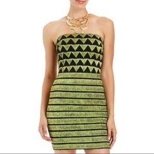 Yellow black bodycon dress