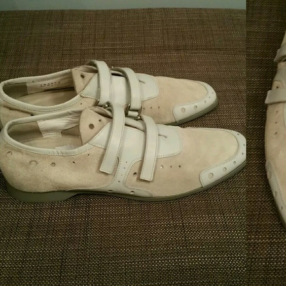 PRADA Women's Cream & Grey Sneakers, Size 8.5