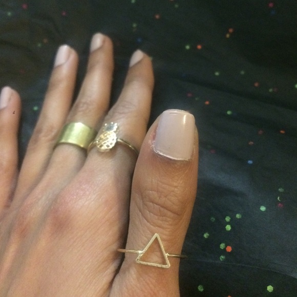 Gold Hollow Triangle Ring - Picture 2 of 2
