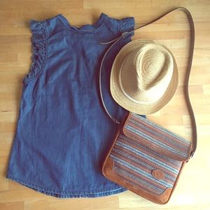 High neck chambray tank