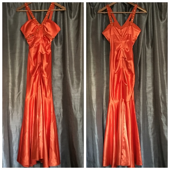 Orange Mermaid Formal Prom Dress