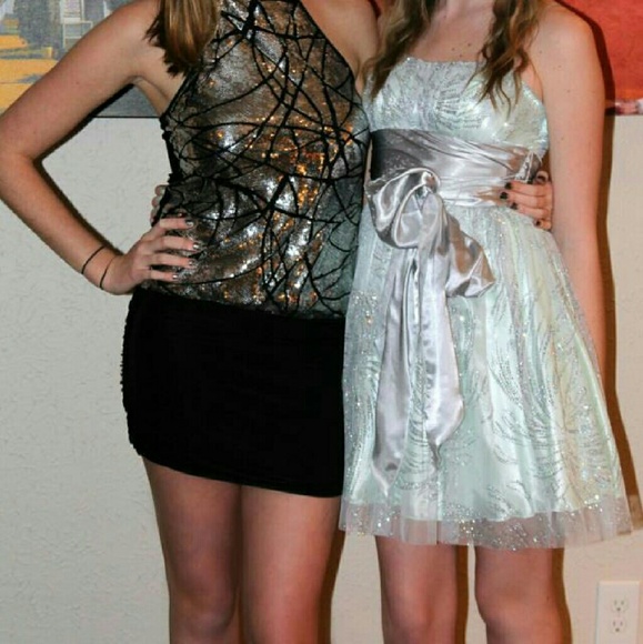 Light Mint and Silver Glitter Formal dress