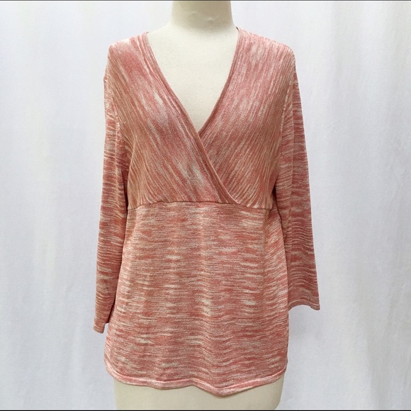 Versailles Silk Blend Knit Top Salmon Pink XL - Picture 1 of 3