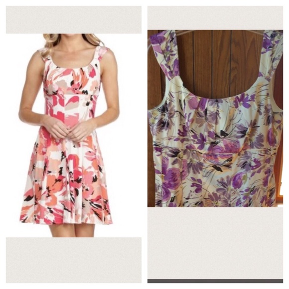 Maggy London Purple Print Jersey Dress