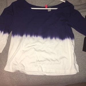 blue & white tie-dye crop top