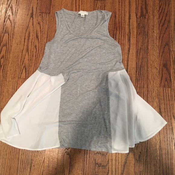 Grey and white peplum tank top