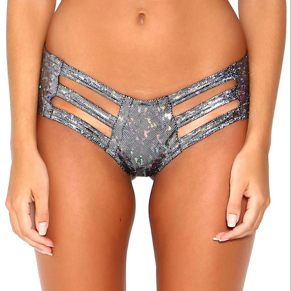 Hologram cut out rave booty shorts