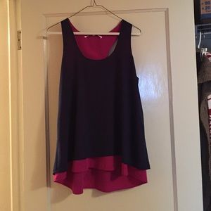 Navy/pink color block tank