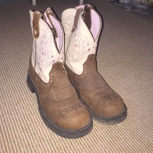 Pink and White Women's Justin Boots