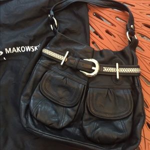 B Makowsky black leather Handbag purse