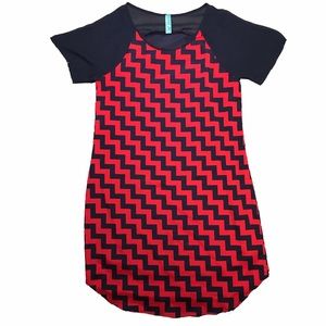 (EUC) FRANCESCA'S Red/Navy Chevron dress