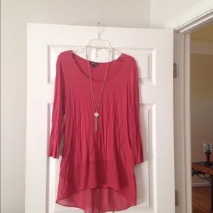 Bundle-Terra cotta tunic/olive green hi-low tunic.