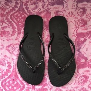 Black flip flops