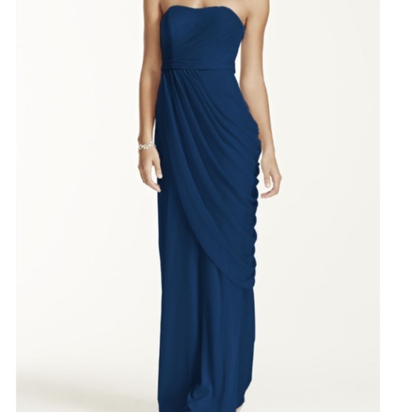 David's Bridal Marine Long Strapless Mesh