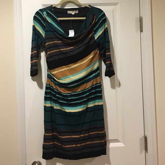 NWT Loft 3/4 length sleeved, striped dress.