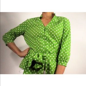 Millennium Vibrant Green Polka Dot Blouse
