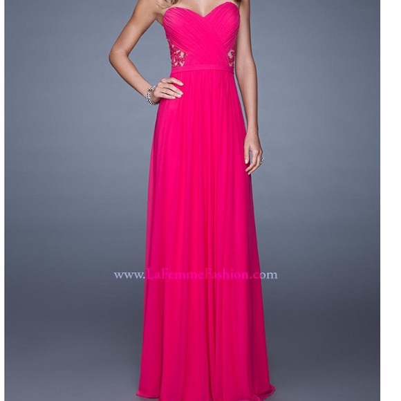 Strapless Fuchsia Prom Dress