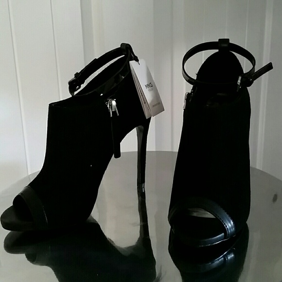 Mango Shoes - MANGO SUEDE PEEP-TOE ANKLE BOOTS Mango Shoes - MANGO SUEDE PEEP-TOE ANKLE BOOTS