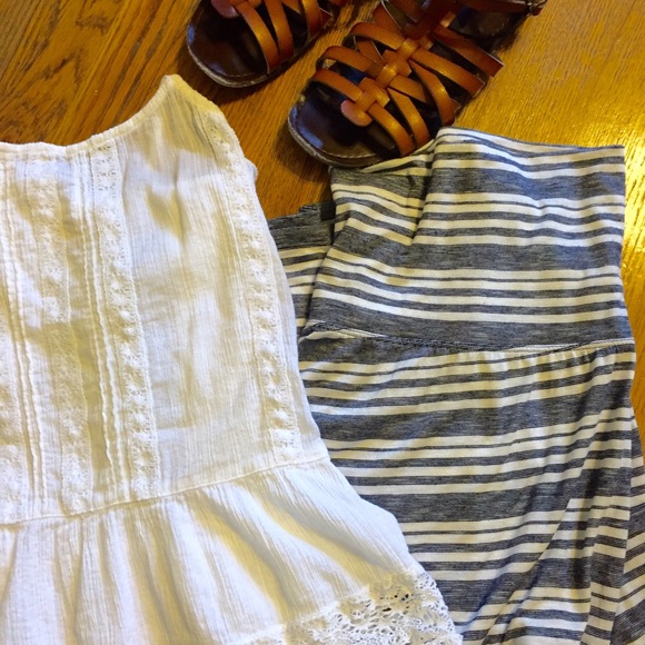 Maxi Skirt by Max Studio, Navy Blue & White Stripe