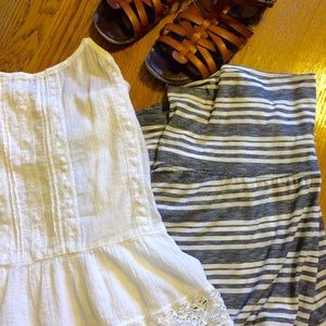 Maxi Skirt by Max Studio, Navy Blue & White Stripe