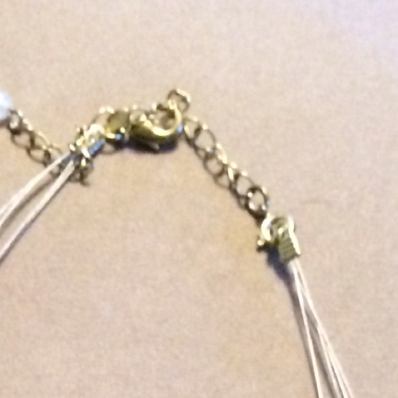 Purple/ White Beaded Necklace w/ adjustable clasp - Picture 4 of 4