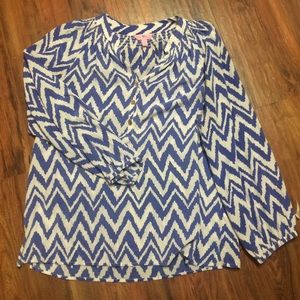 Lilly Pulitzer Elsa Top Blue Chevron
