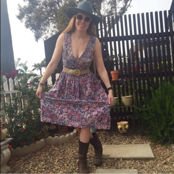 🌸 Vintage Floral Midi Cowgirl Dress