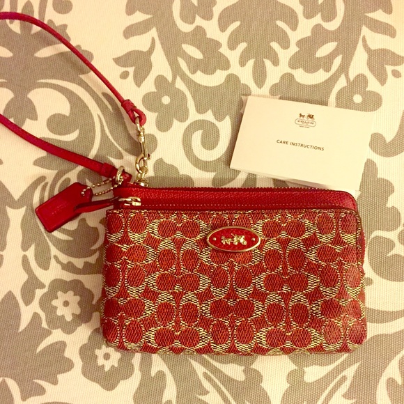 Coach Double L-ZIP CC Signature Wristlet
