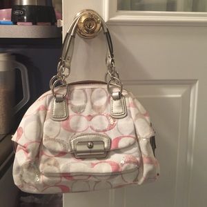 Authentic pink & white coach purse