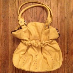 Beautiful yellow satchel w/ leopard print interior