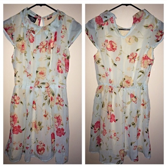 Baby blue floral print dress