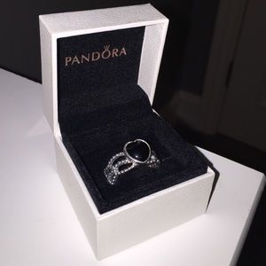 Mi Amor Black Onyx Heart Pandora Ring
