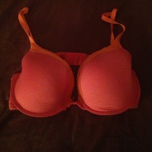 38D pink with orange lace bra