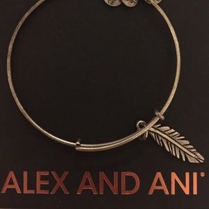 Alex & Ani silver feather charm bangle